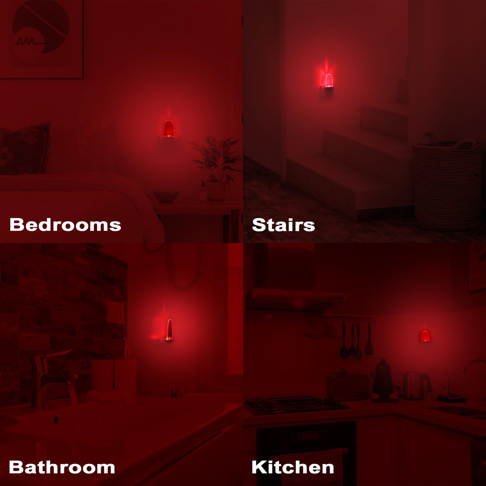 Plug in Night Light Lamp 4 Pack with Light RED