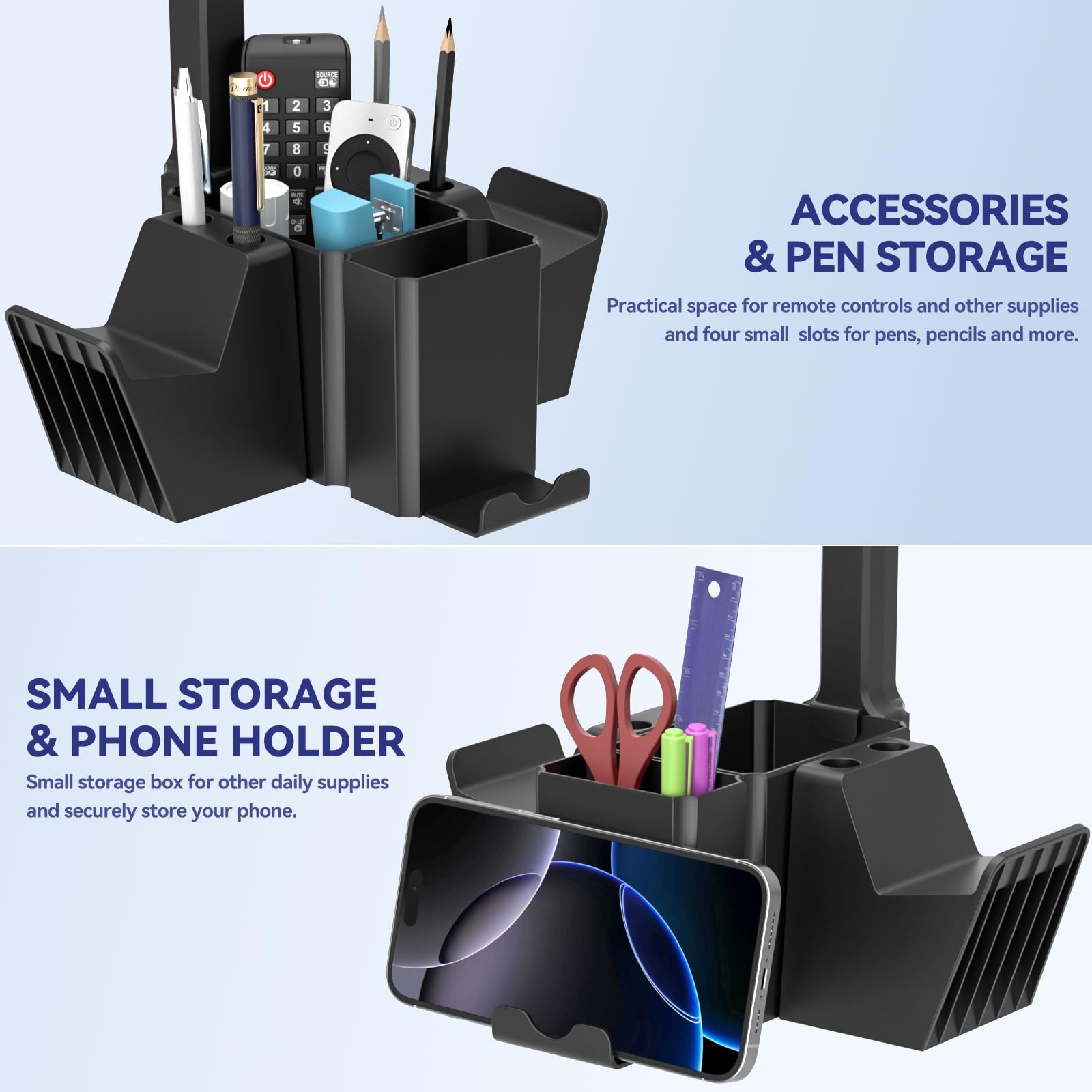 Dual Controller Holder with Headphone Stand - Multi-Functional Desk Storage B...