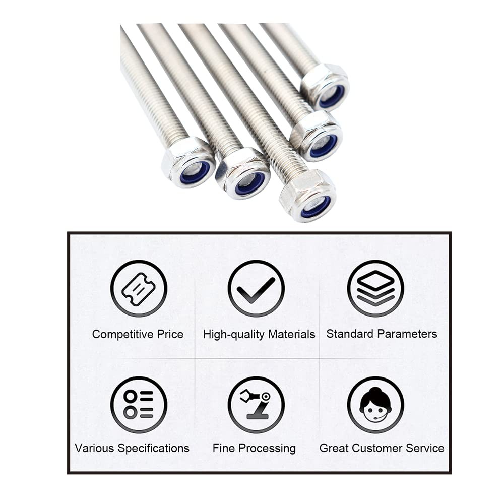 M6x250mm Fully Threaded Rod Studs Long Metric Screw M6*250mm, Silver
