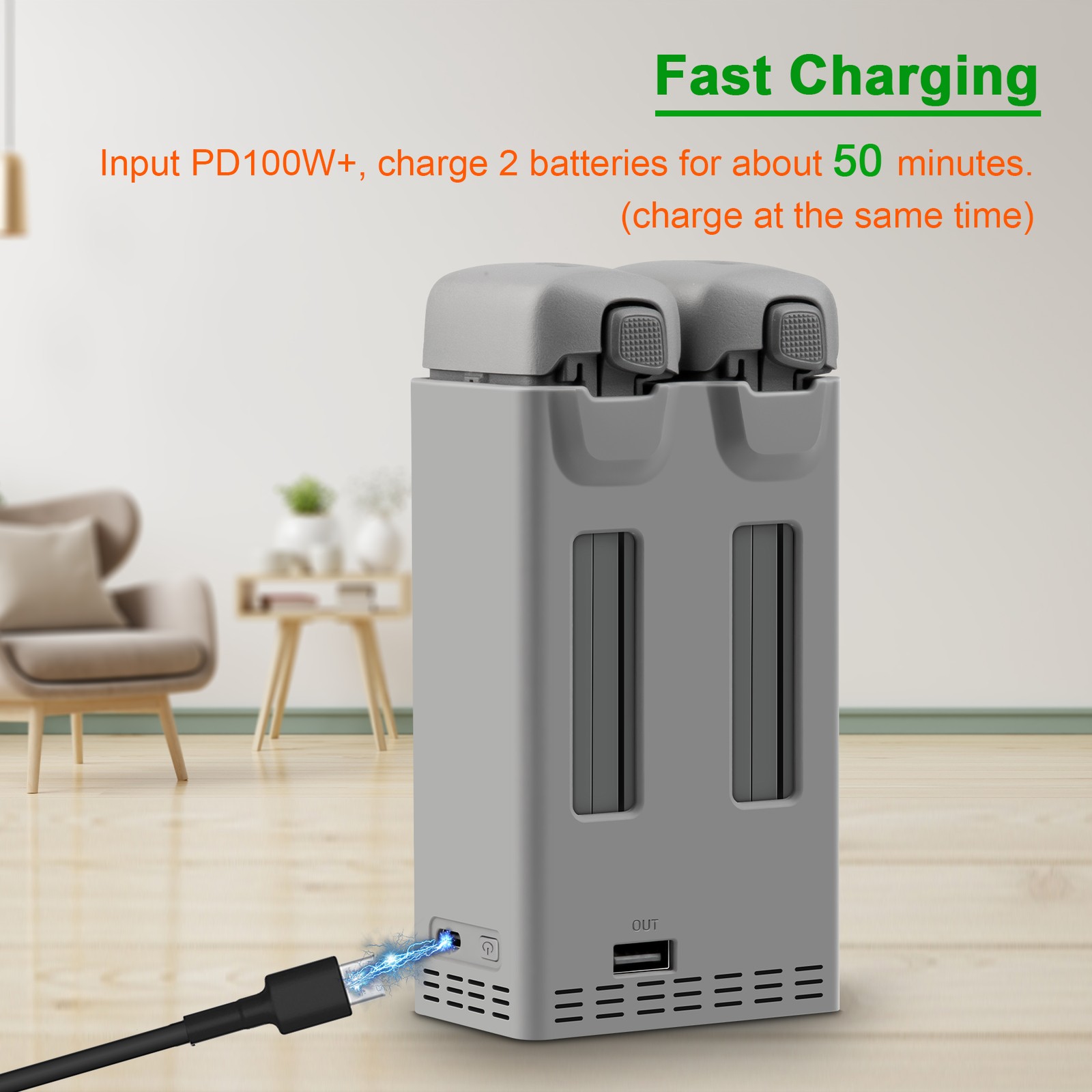 Two-Way 100W Parallel Charging Fast Charger Charging Hub for DJI Avata 360