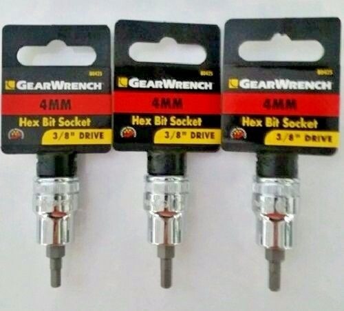 GearWrench 80425 4mm 3/8 inch Drive Hex Bit Socket 3 PCS
