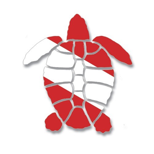 Scuba Diving Bumper Sticker Dive Flag Decal - Turtle - AUB203