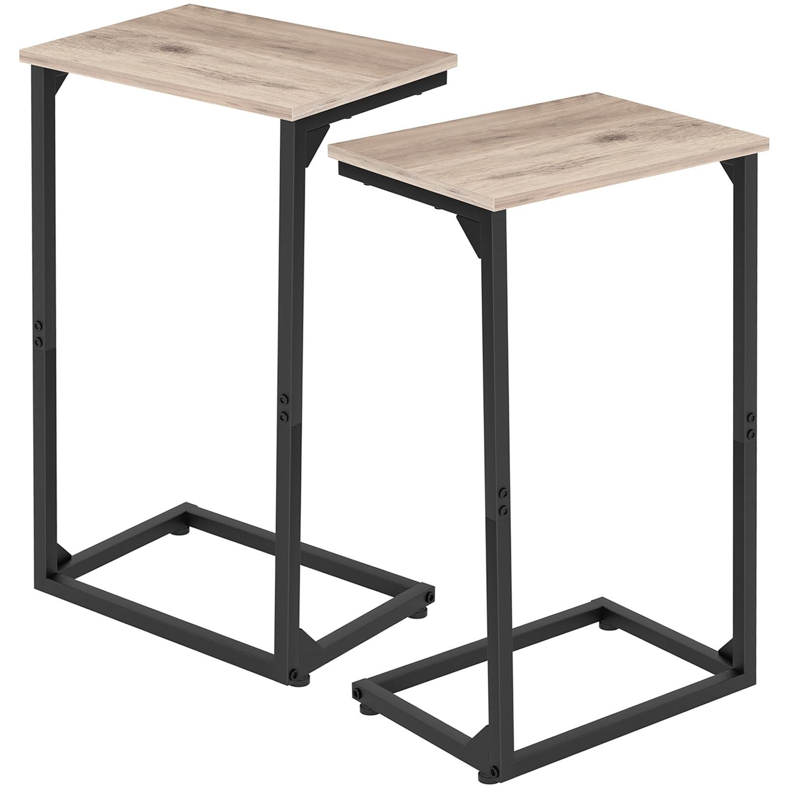 C Shaped End Tables Set of 2, Couch Side Tables That Slide Under, TV Trays fo...