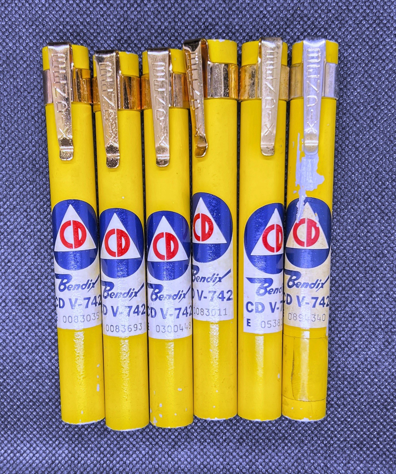 Vintage Bendix CD V-742 Civil Defense Dosimeter Pen Set – Lot of 6 – Cold War