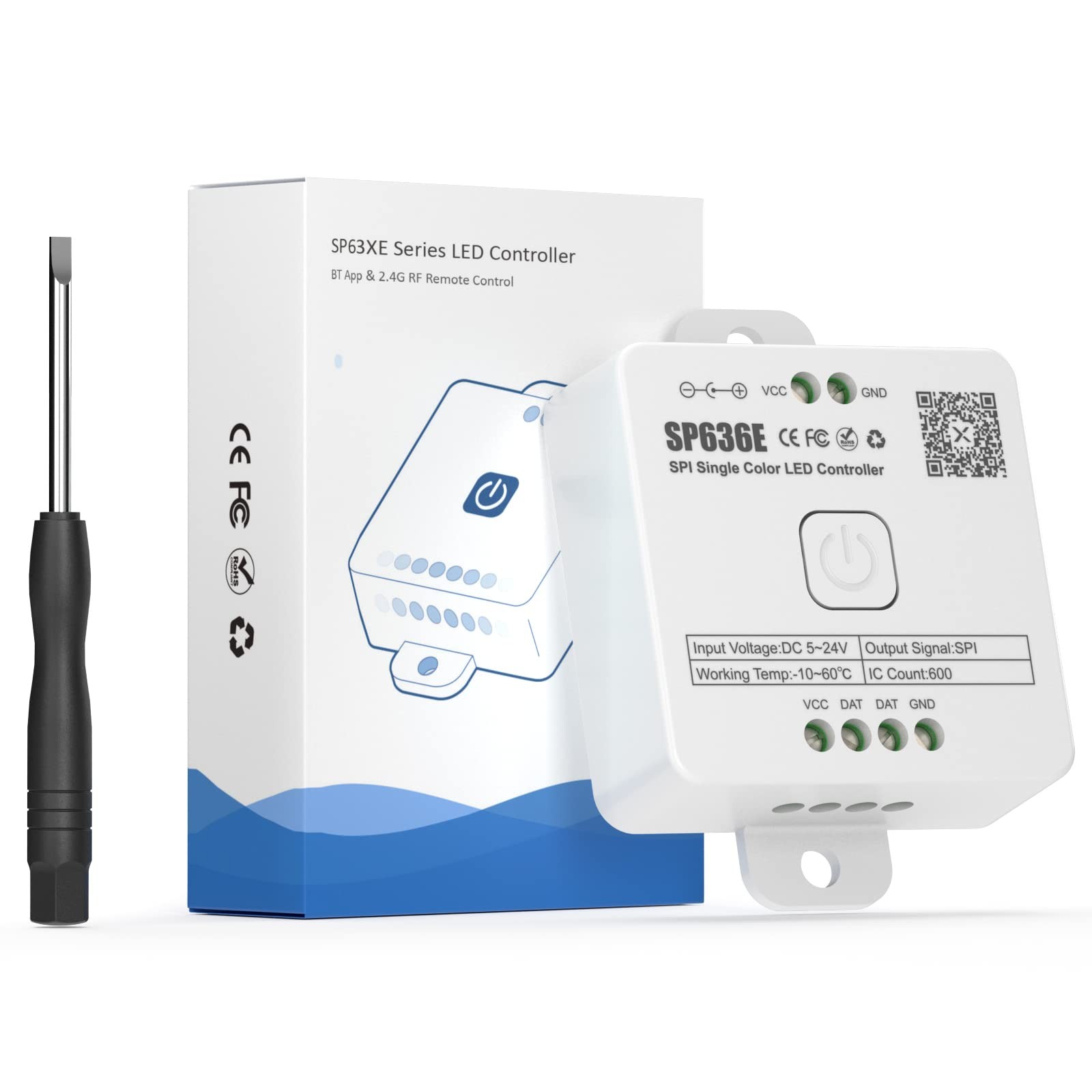 SP636E Single Color Music Bluetooth SPI Controller Dynamic White Light Effect...