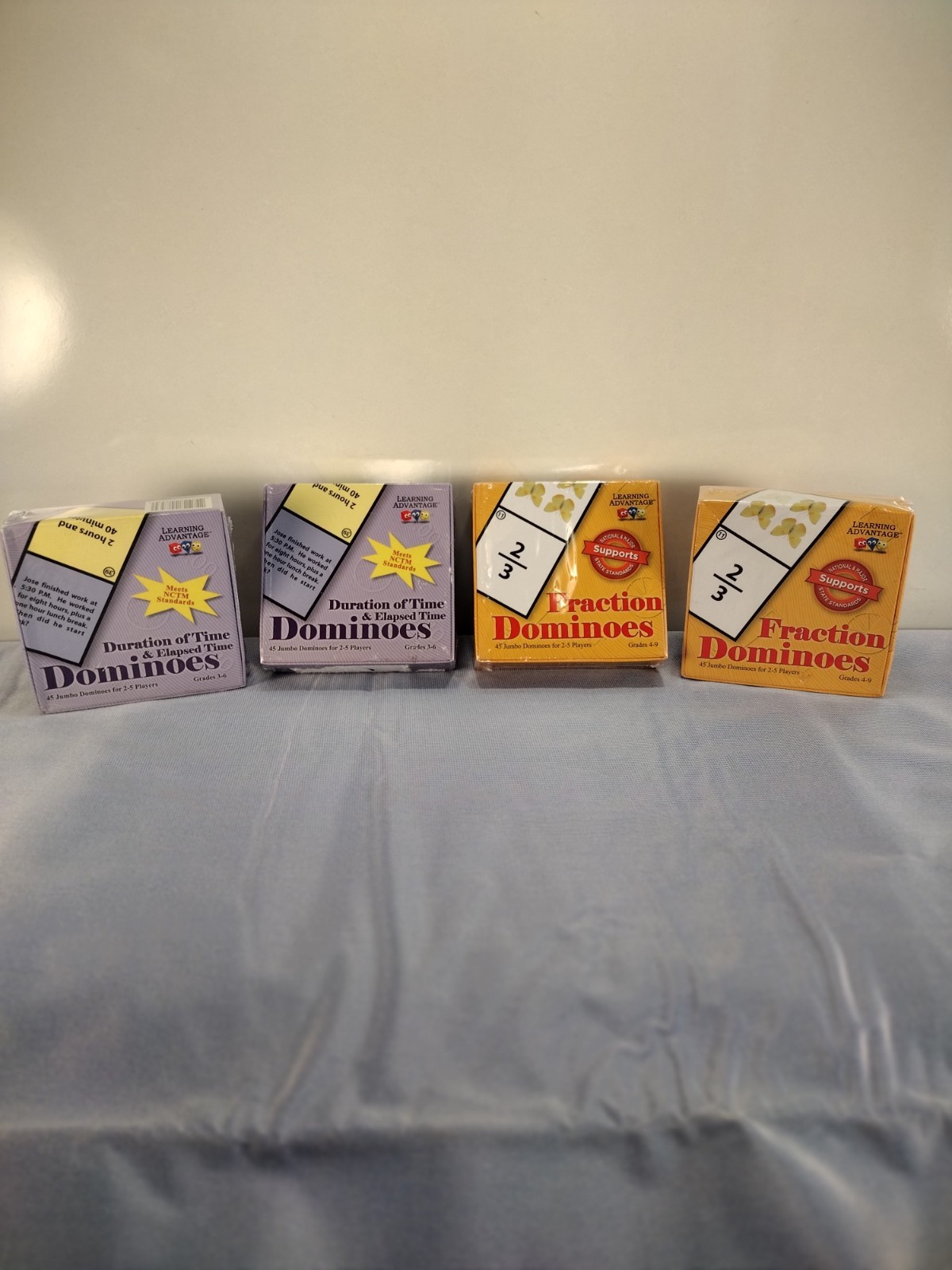 JUMBO Dominoes Fraction & Duration of Time / Elapsed Learning Advantage 2-5 play