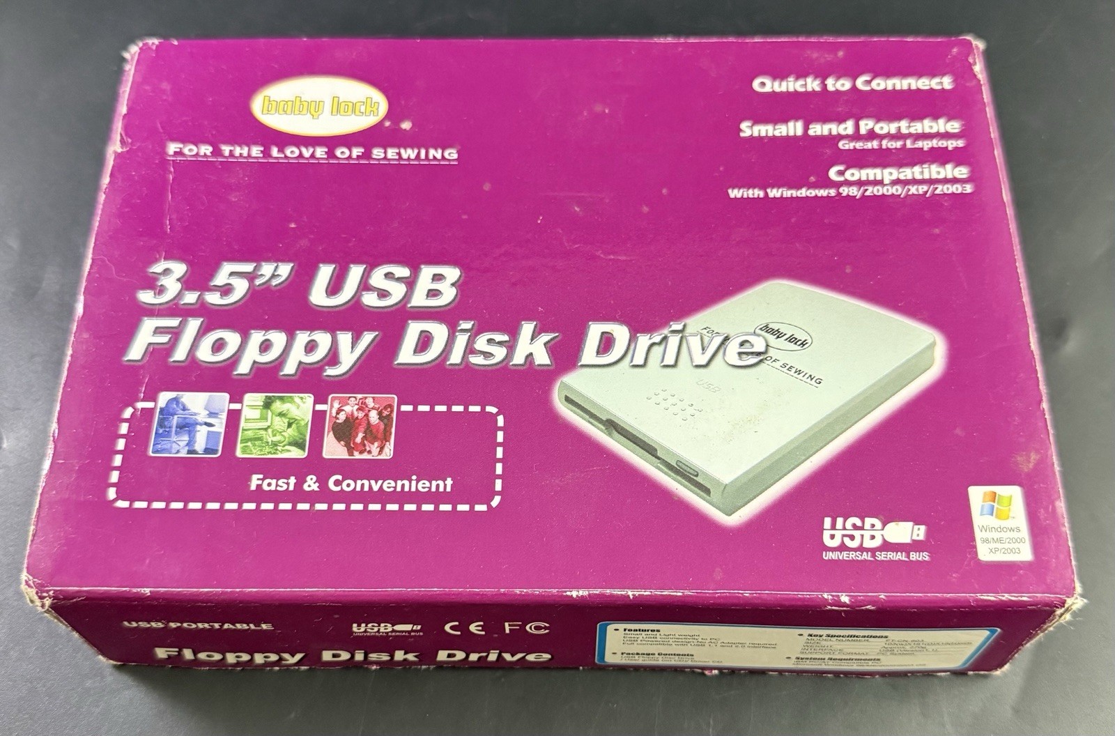 Baby Lock FT-CN-603 USB 3.5" Floppy Disk Drive Windows 98/2000/XP Vk05