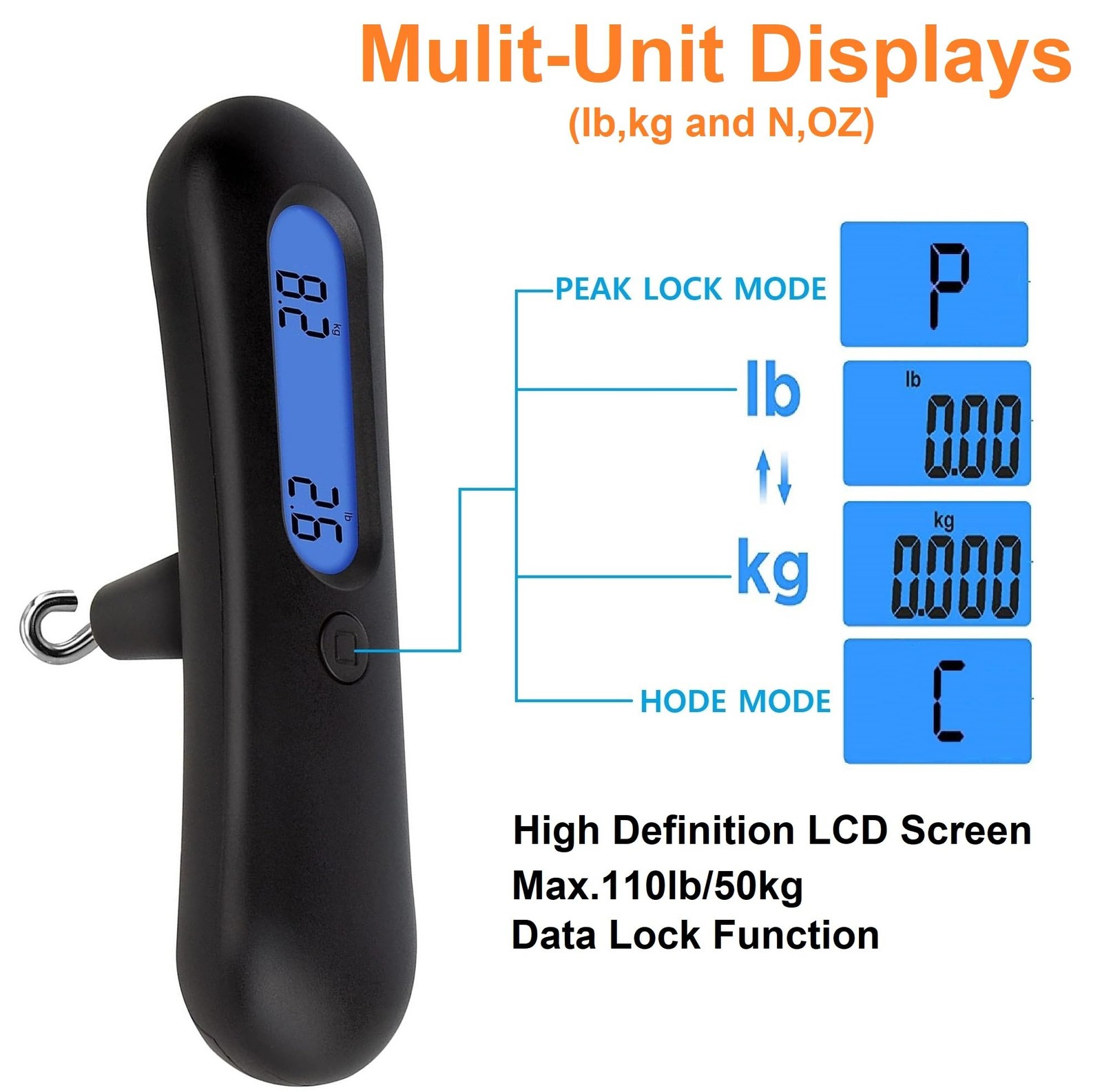 Archery Bow Scale 110LB/50KG for Recurve & Compound Bow Tuning, LCD Backlight...