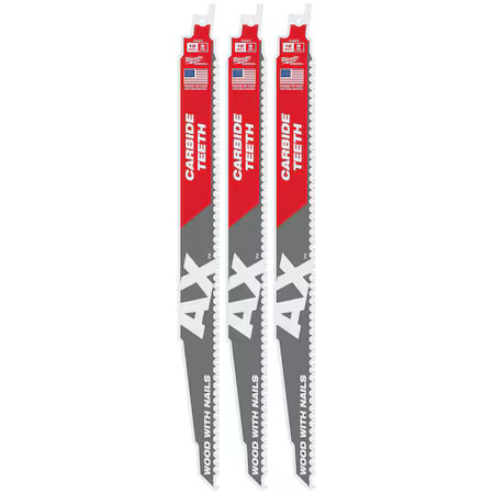 Milwaukee Tool 48-00-5327 12 In X 5 Tpi Reciprocating Saw Blade, 3 Pk
