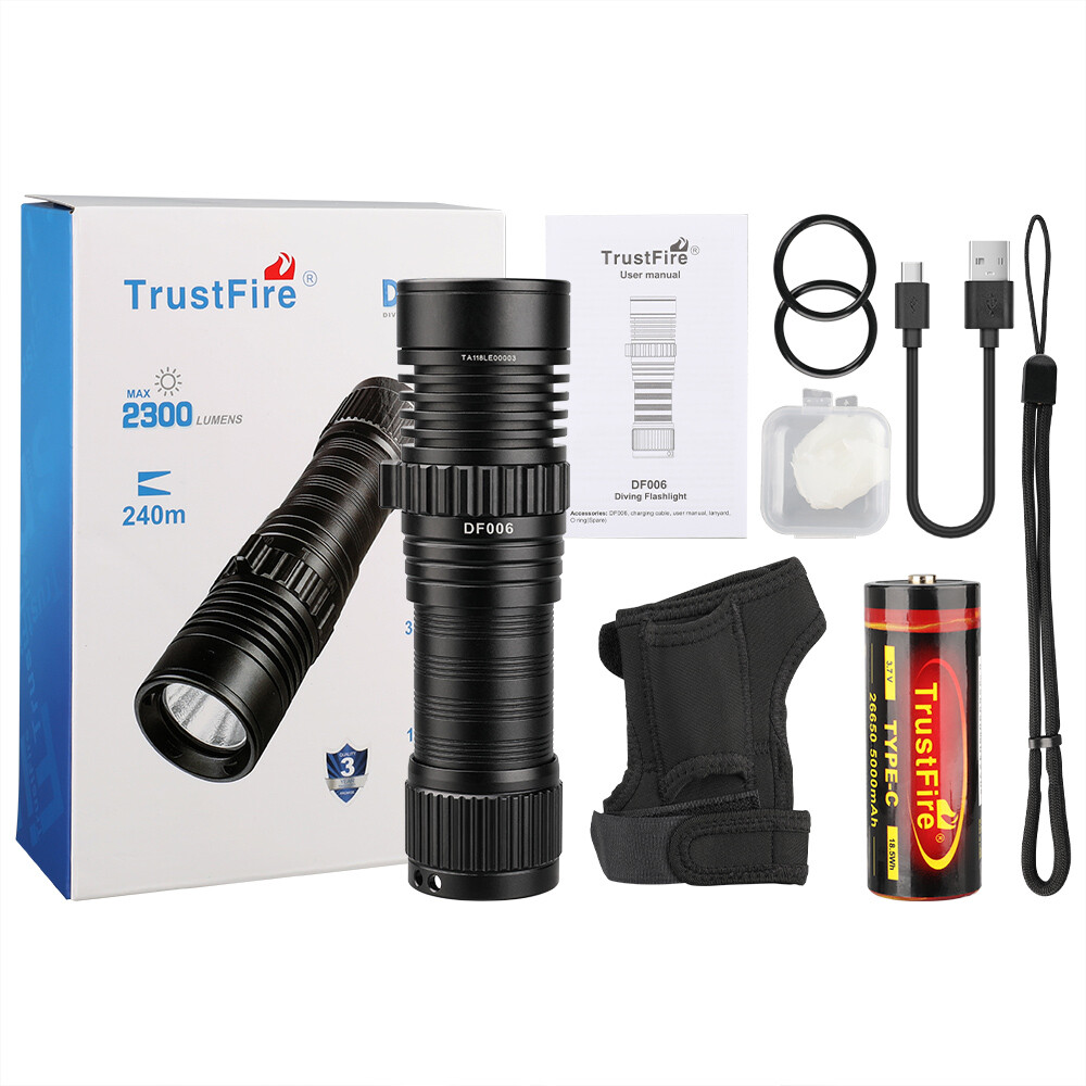 Trustfire 2300LM LED Scuba Light underwater flashlight Diving Light Flashlight W