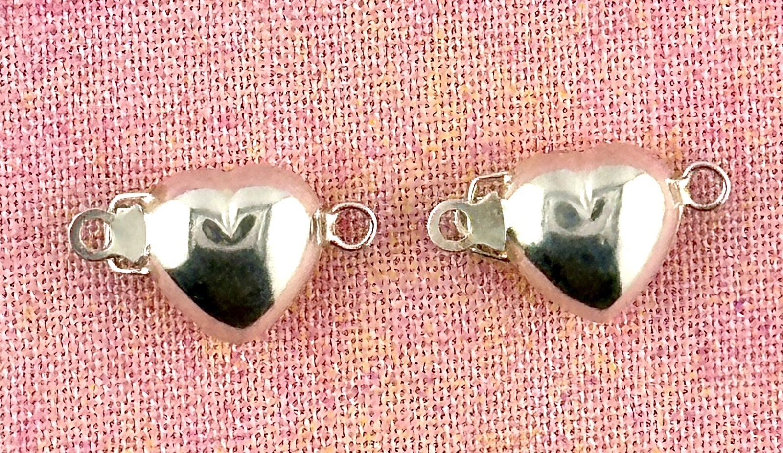 Sterling Silver Heart Shaped Box Clasps x 3 Secure Closure Beading & Stringing