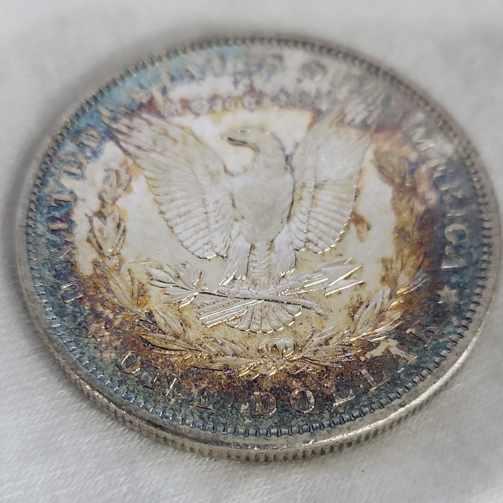 1879 Morgan Silver Dollar in BU Condition with toning on reverse