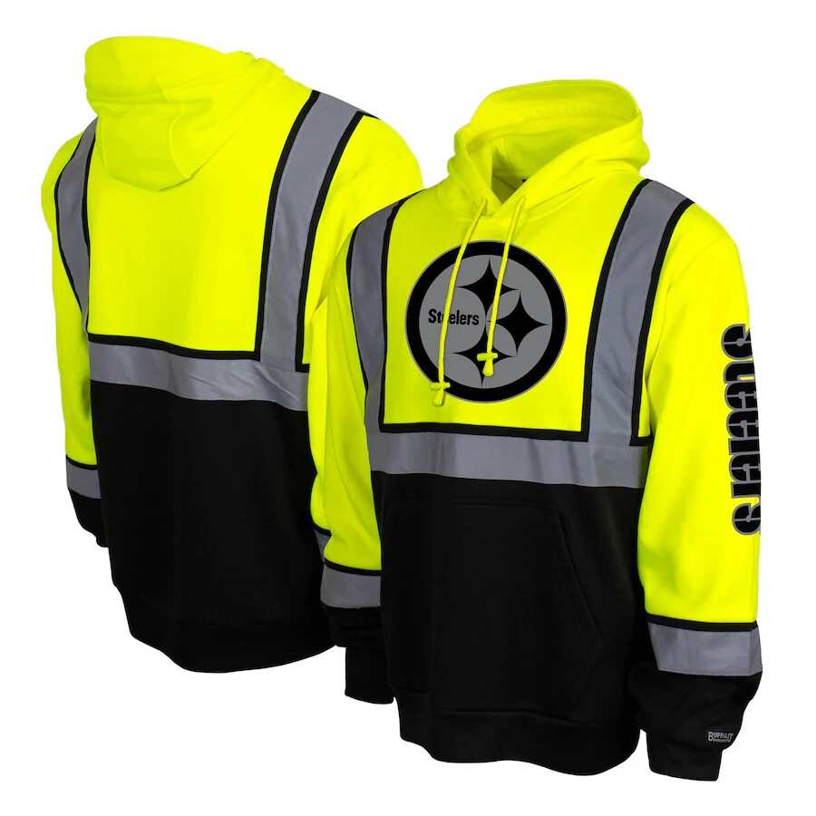 Pittsburgh Steelers NFL Hi-Vis Safety Hooded Sweatshirt Men’s Hoodie Volt
