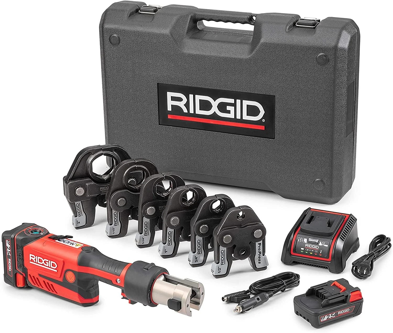 Ridgid 67178 RP 351 Press Tool Kit Battery & Charger, 6 ProPress Jaws 1/2" - 2"