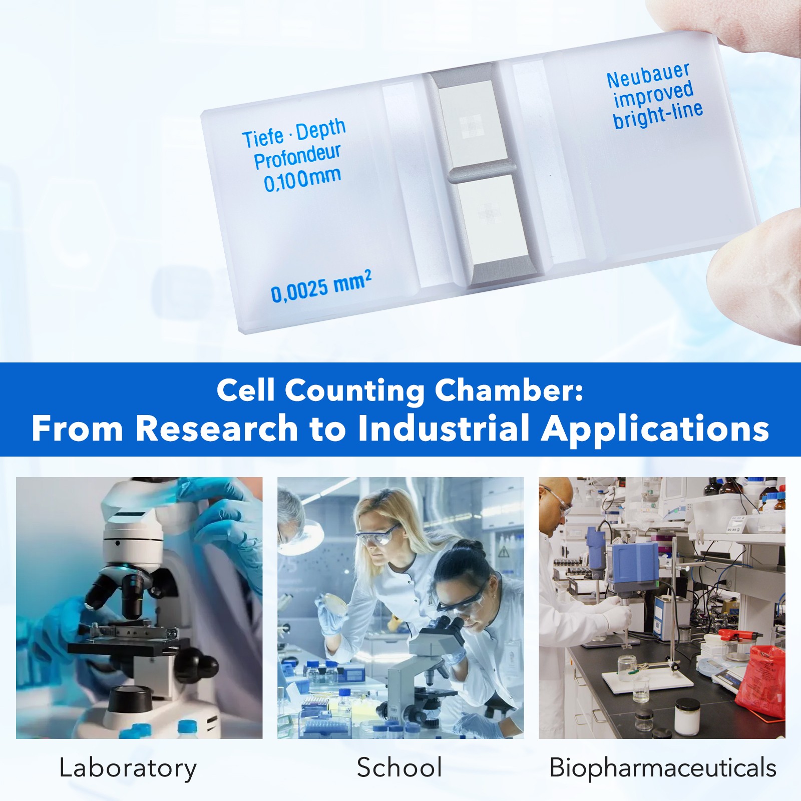 Cell Counting Chamber Hemocytometer Neubauer Improved Blood Counting Chamber