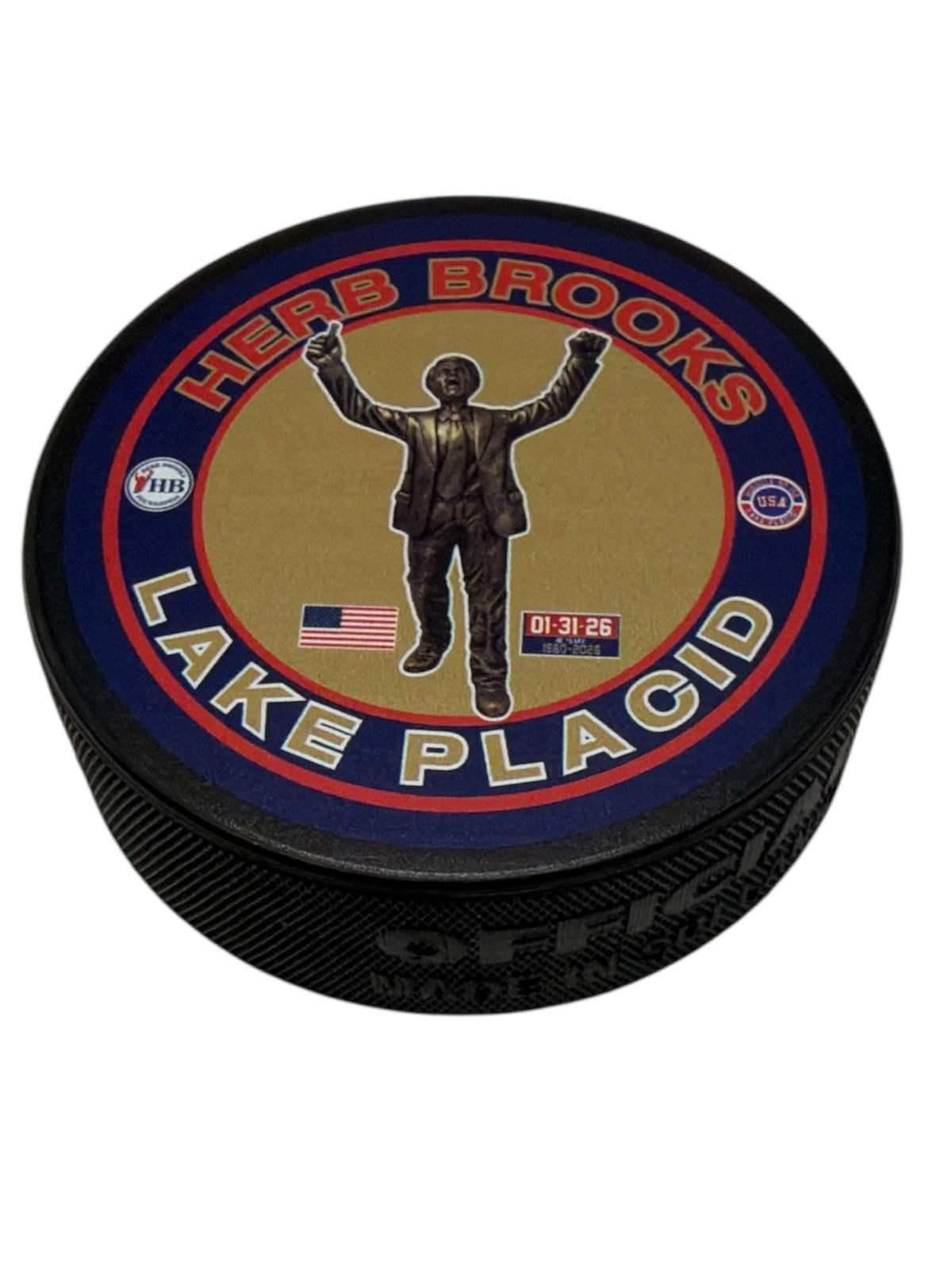 Herb Brooks Bronze Statue Lake Placid 01-31-2026 Miracle on Ice 1980 Puck