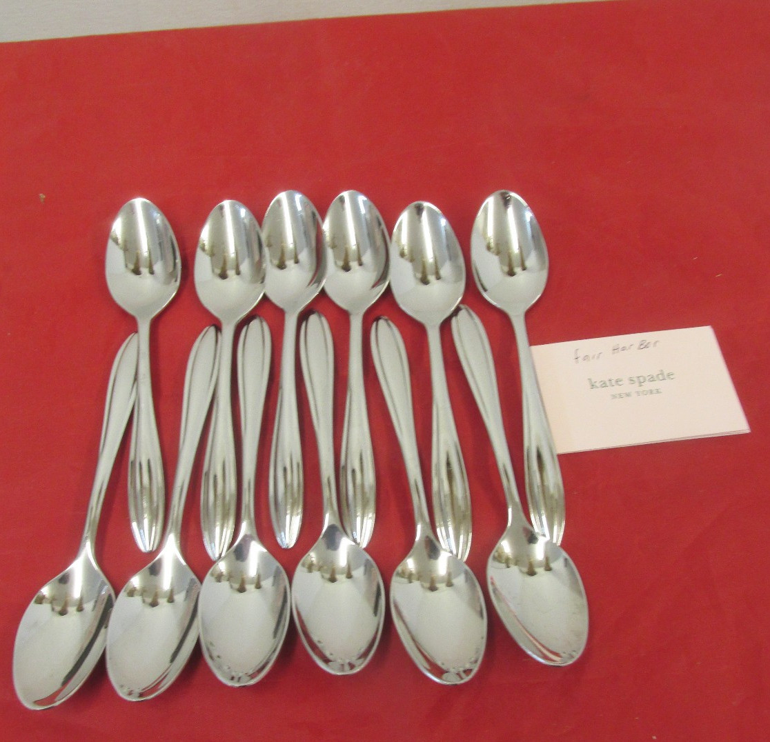 LENOX PATTERN FAIR HARBOR  STAINLESS  12 PC  PLACE OVAL SOUP SPOONS 7 INCH