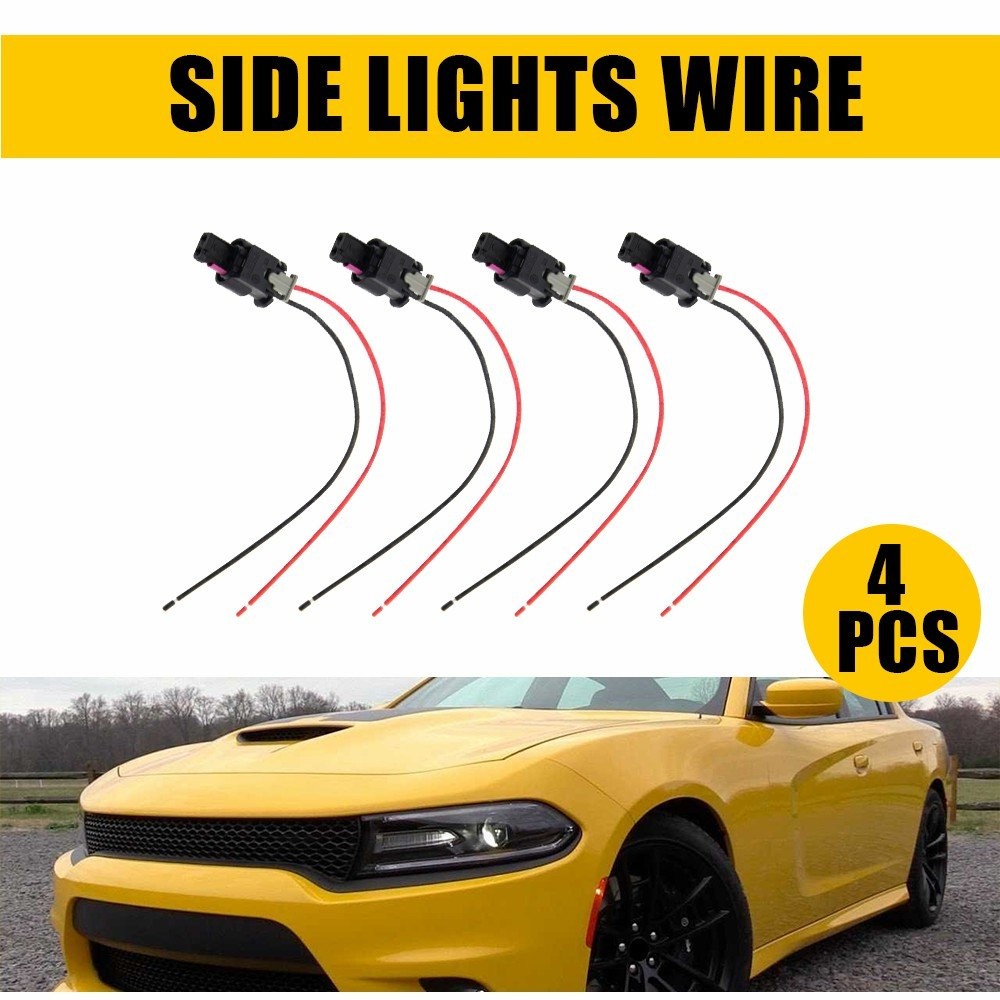 For 2015-24 Dodge Charger 4PCS Side Marker Light Wire Harness Connector Plug Set