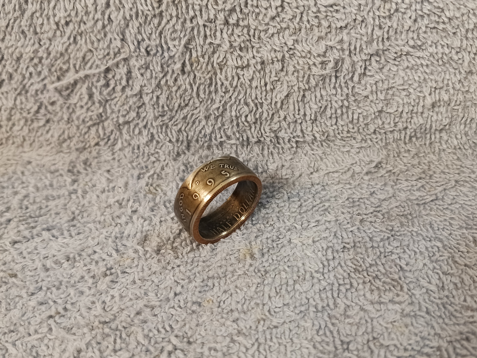 1995 Kennedy Half Dollars  size 9- 1/2 coin ring  handmade mixed metals