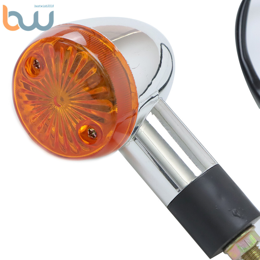 2x Amber Chrome Bullet Front Rear Motorcycle Turn Signal Blinker Indicator Light