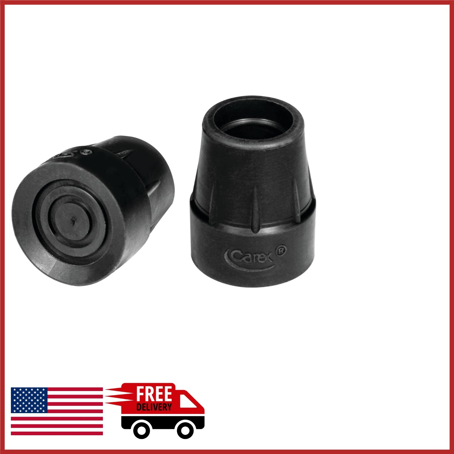 Replacement Cane Tip 7/8 Inch Black Rubber for Stability and Grip
