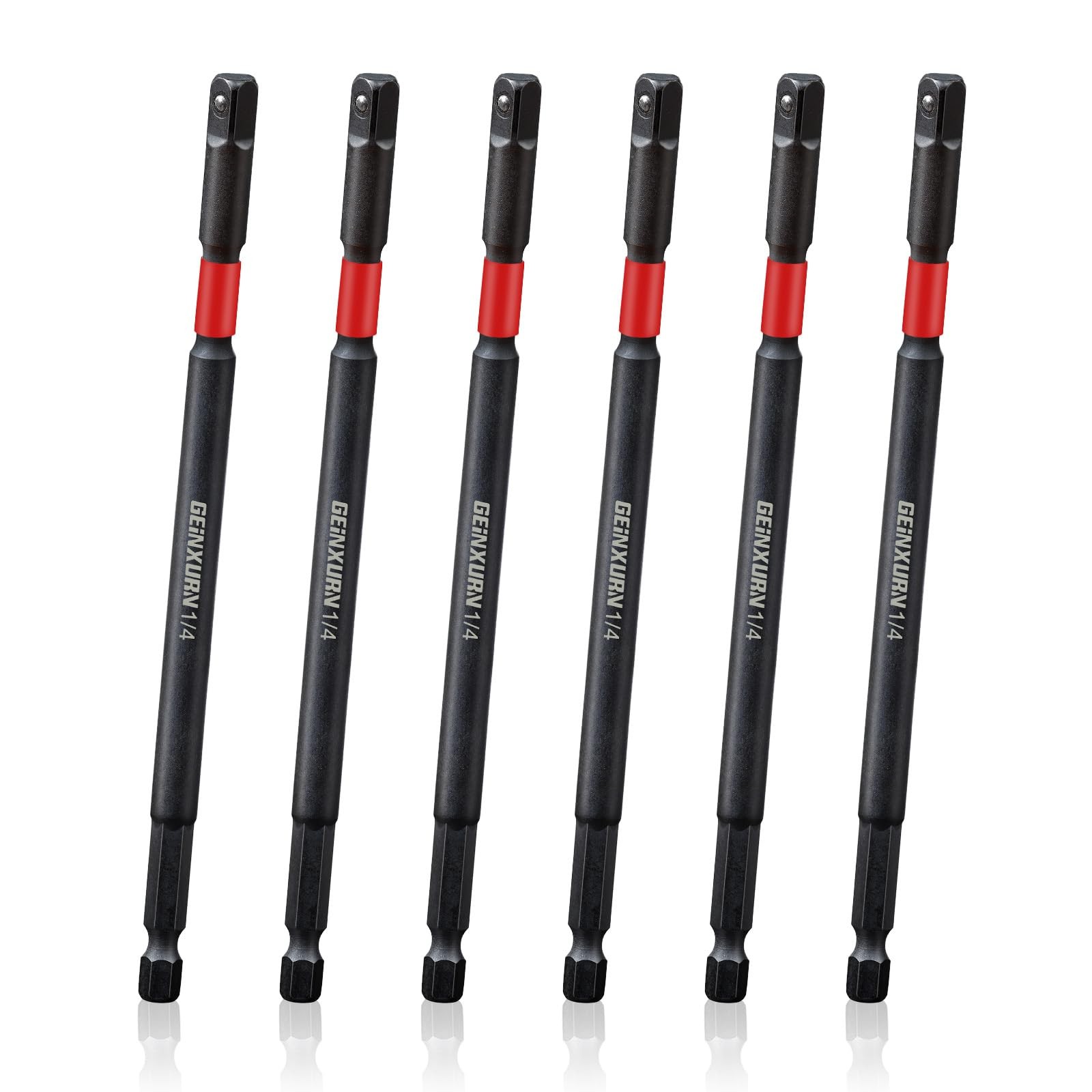Geinxurn 6Pcs Impact Socket Adapter Set,1/4" Drive Square, 6Inches Extension ...