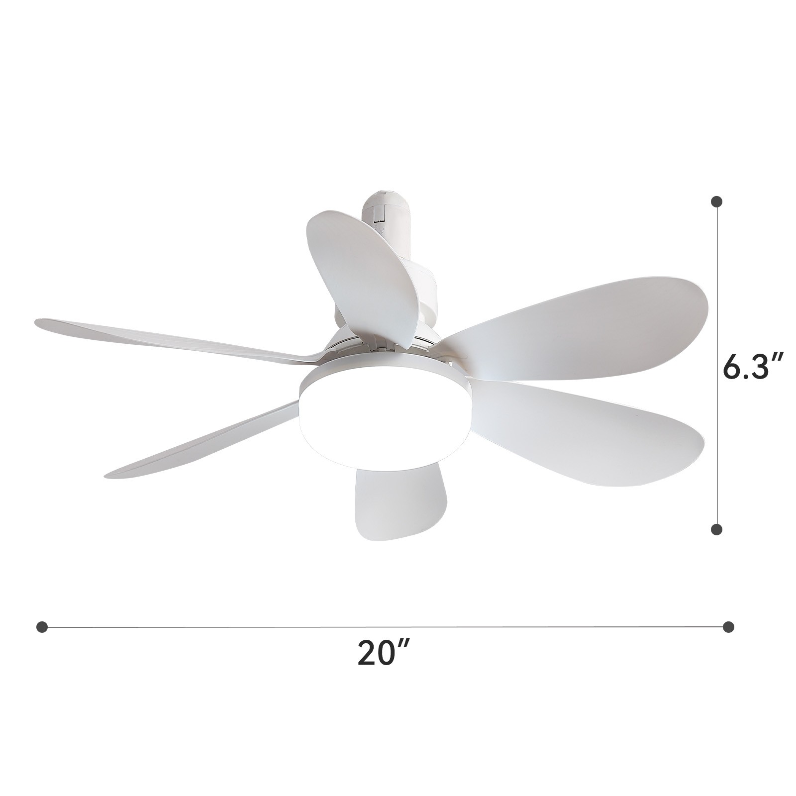 20" Adjustable Socket Ceiling Fan Light 3-Color Temp LED Chandelier With Remote