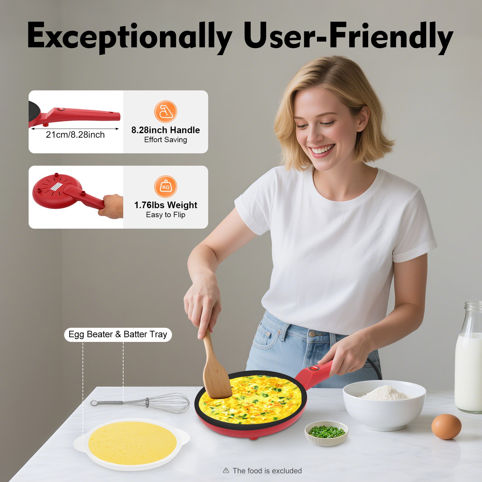 Electric Crepe Maker Baking Pancake Pan Non-Stick Frying Griddle Machine