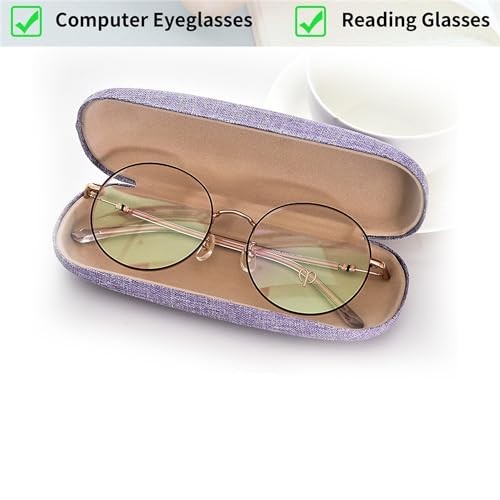 ABAJI Eyeglasses Case 2PCS Reading Glasses Box Fiberflax Hard Shell Lint