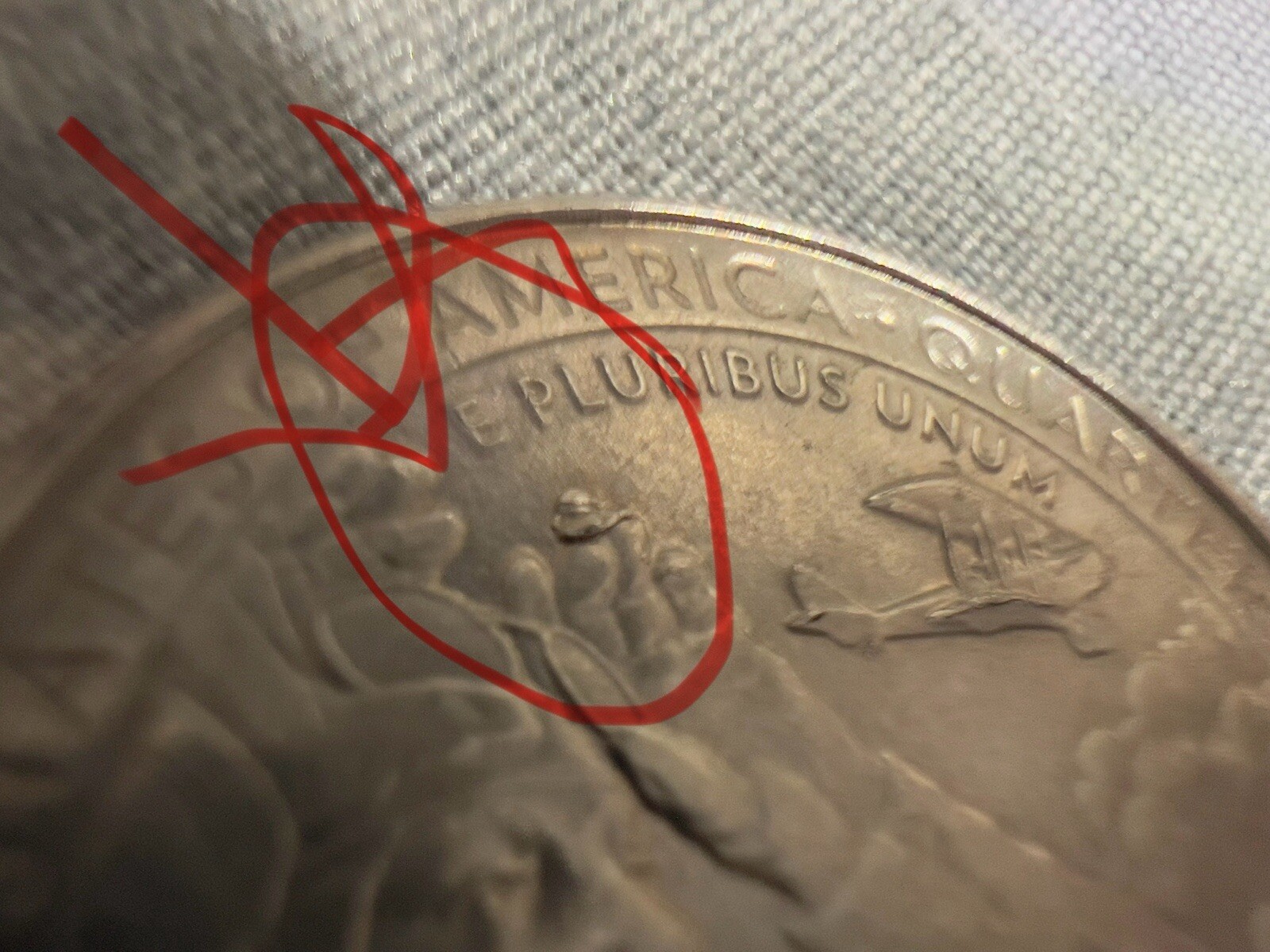 2023 P Bessie Coleman quarter with die chip error on tip of finger on glove