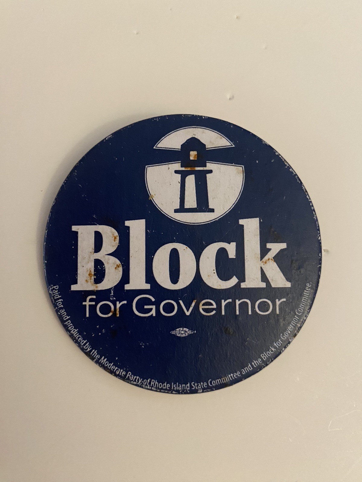 Block For Governor Moderate Party Rhode Island Pin Back Button P31