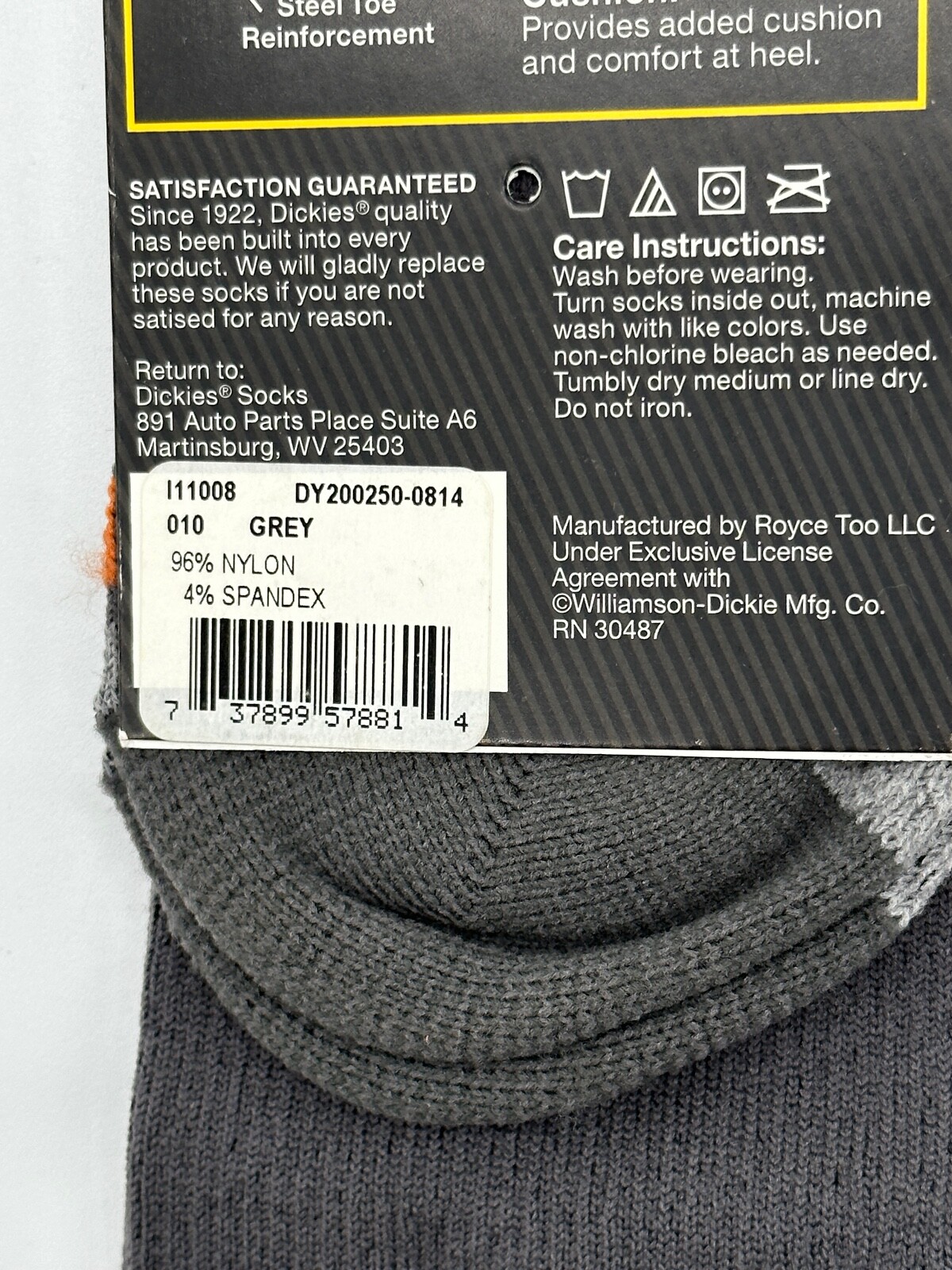 NEW ONE PAIR DICKIES MENS GRADUATED COMPRESSION WORK CREW NYLON SOCKS SIZE 6-12