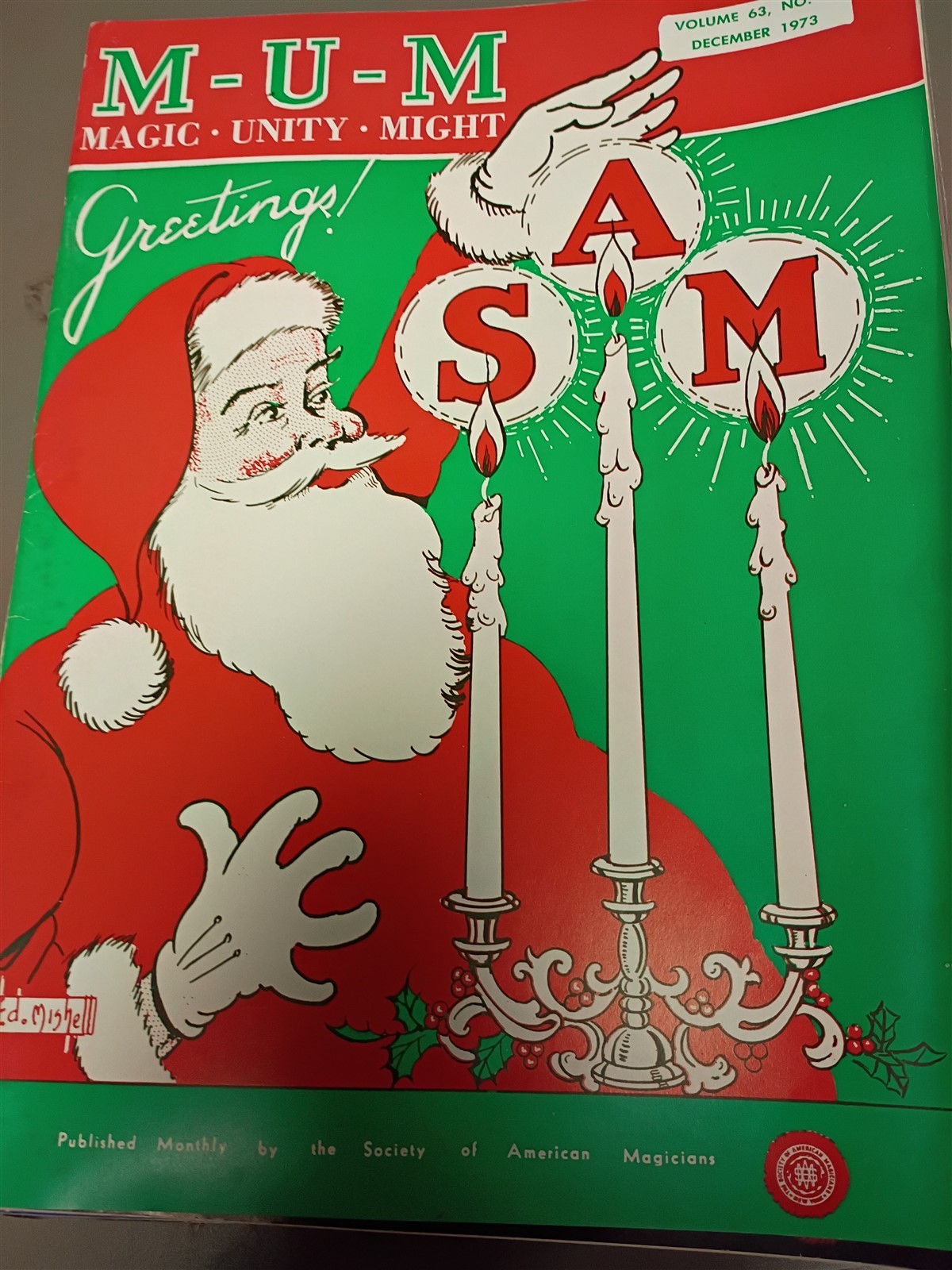 Christmas Greetings MUM Society of American Magicians Magazine Issue 1973 #9