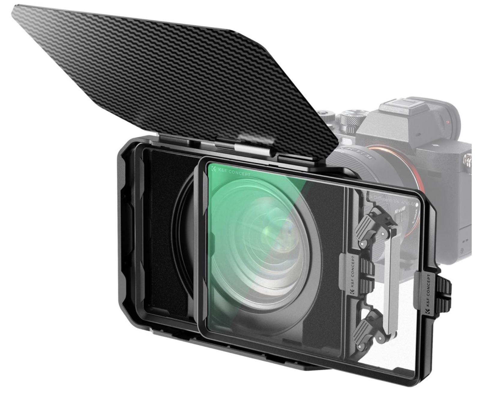 K&F Concept Mattebox with Carbon Fiber Top Flag & Filter Rings for Camera Lens