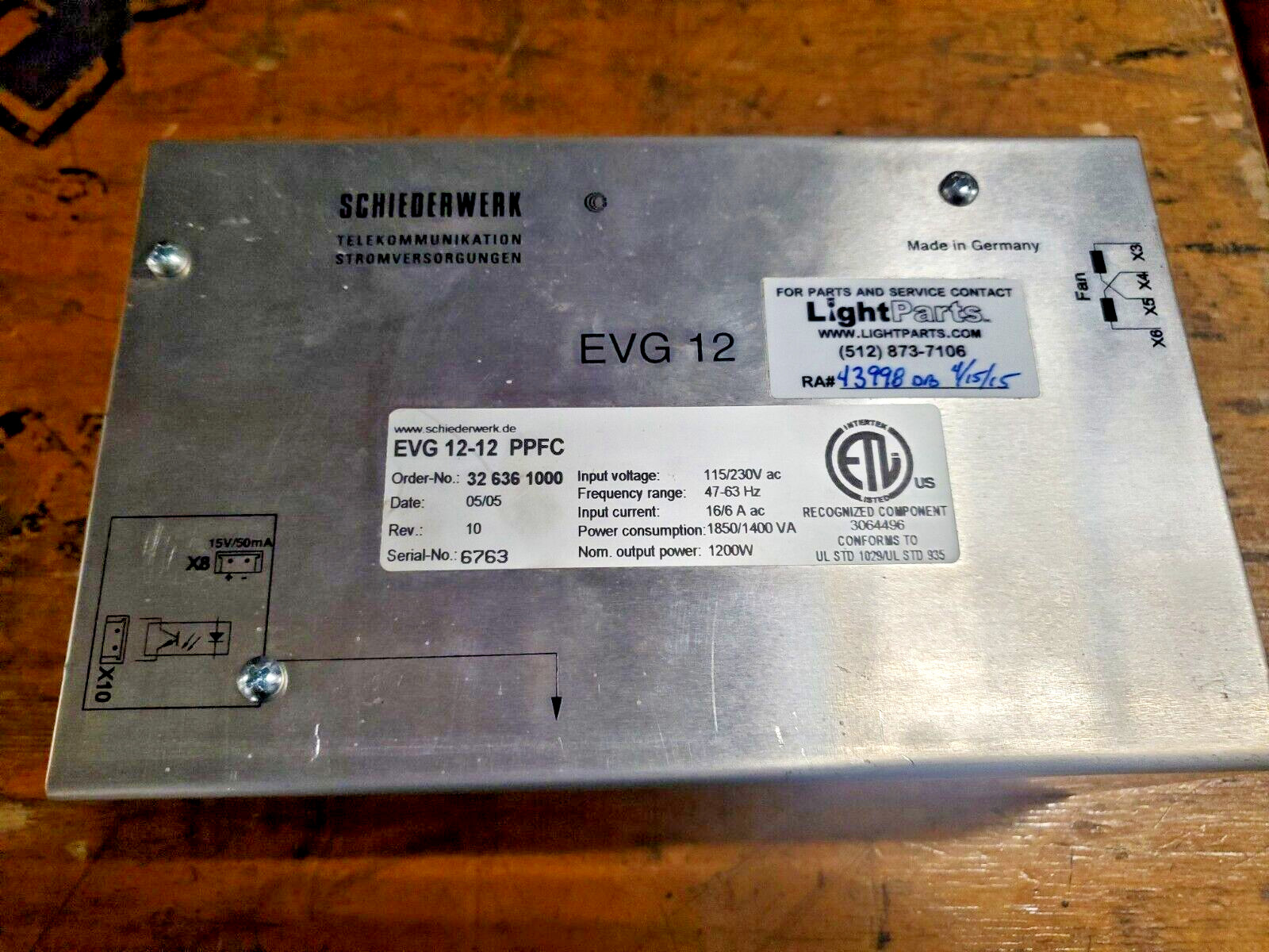 Martin Mac 2K Mac 2000 Schiederwerk 1200W Electronic Ballast