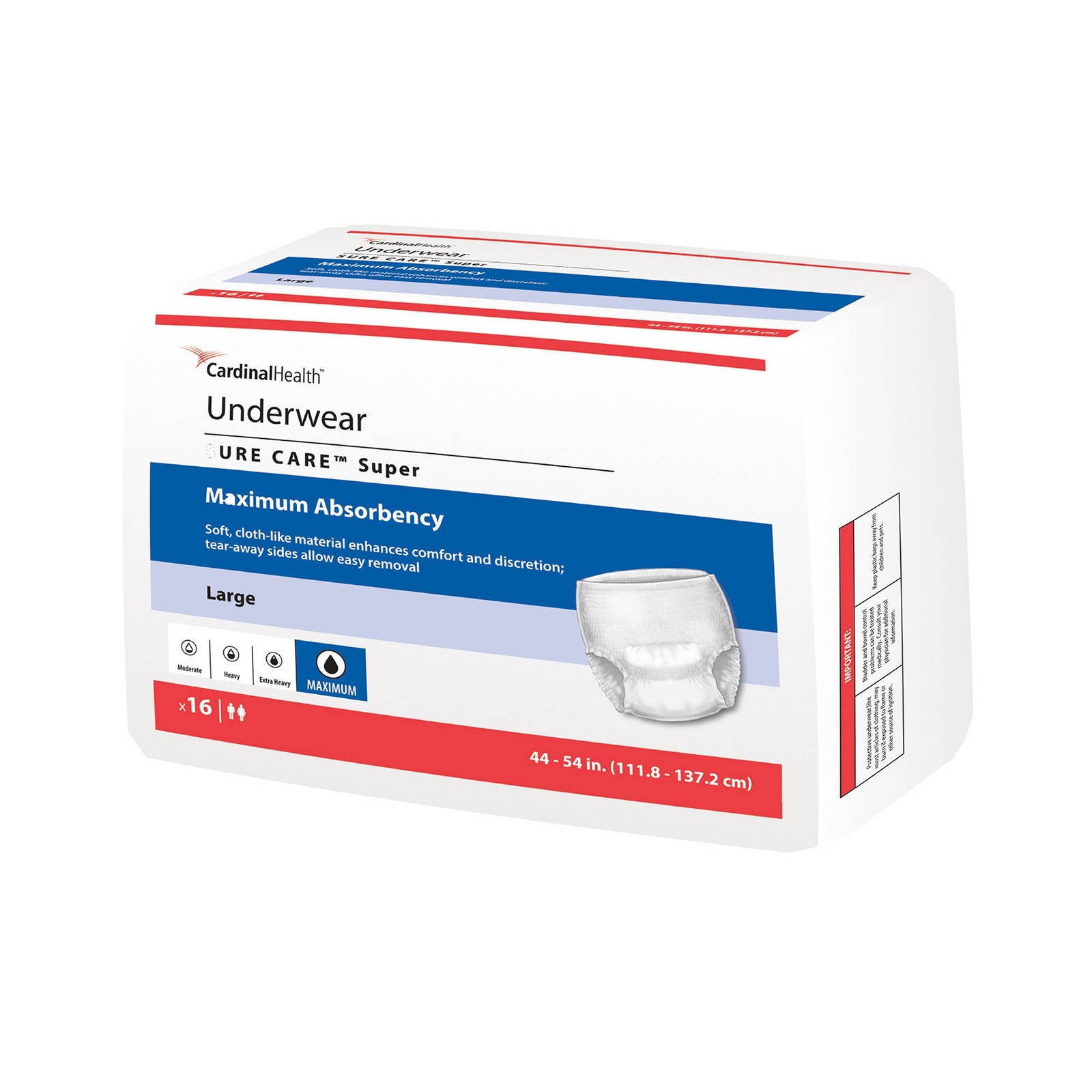 Cardinal Covidien Sure Care Disposable Underwear Large 1215 Maximum 16 Ct