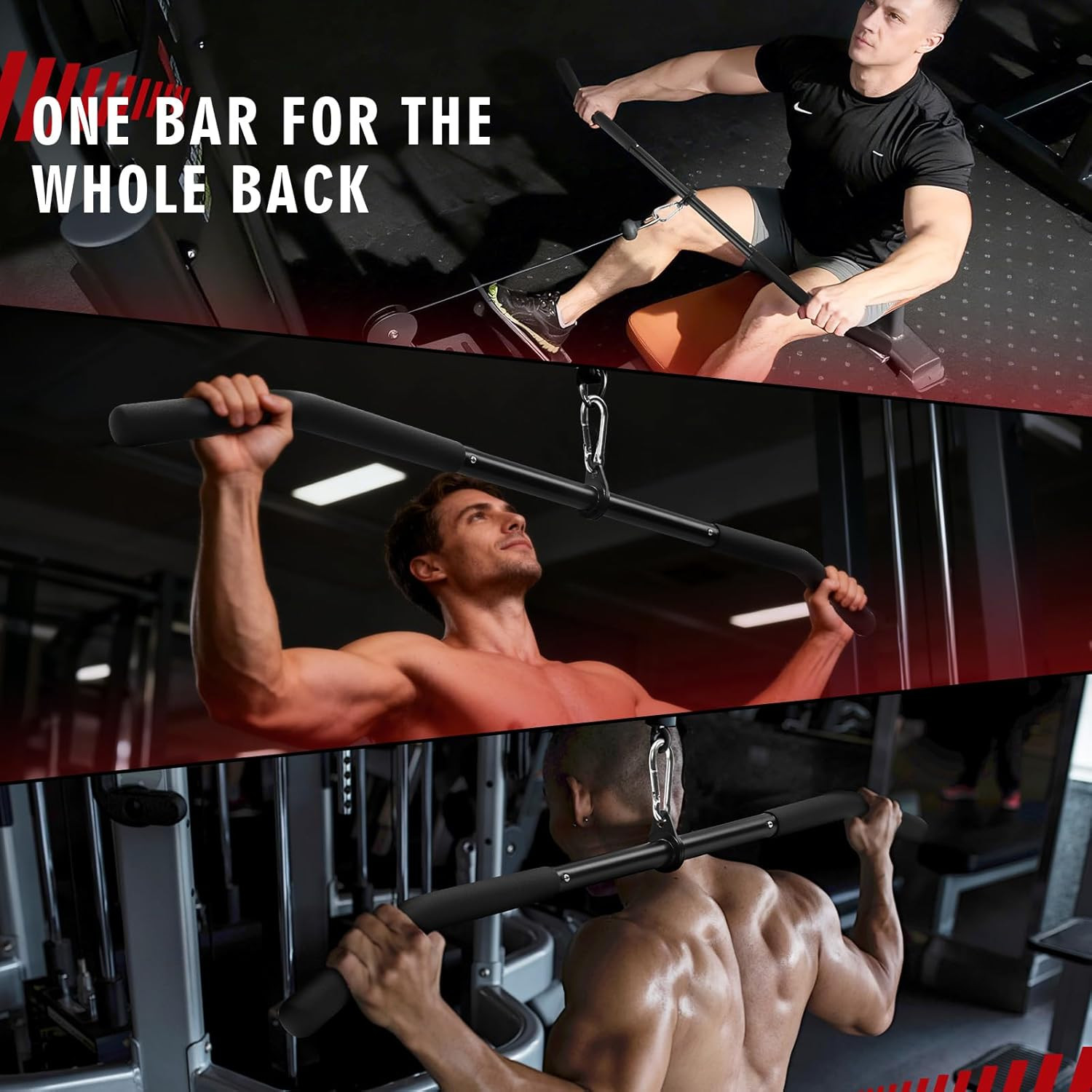 39.7'' LAT Pulldown Bar with Full Rotation for Cable Machines and Strength Train