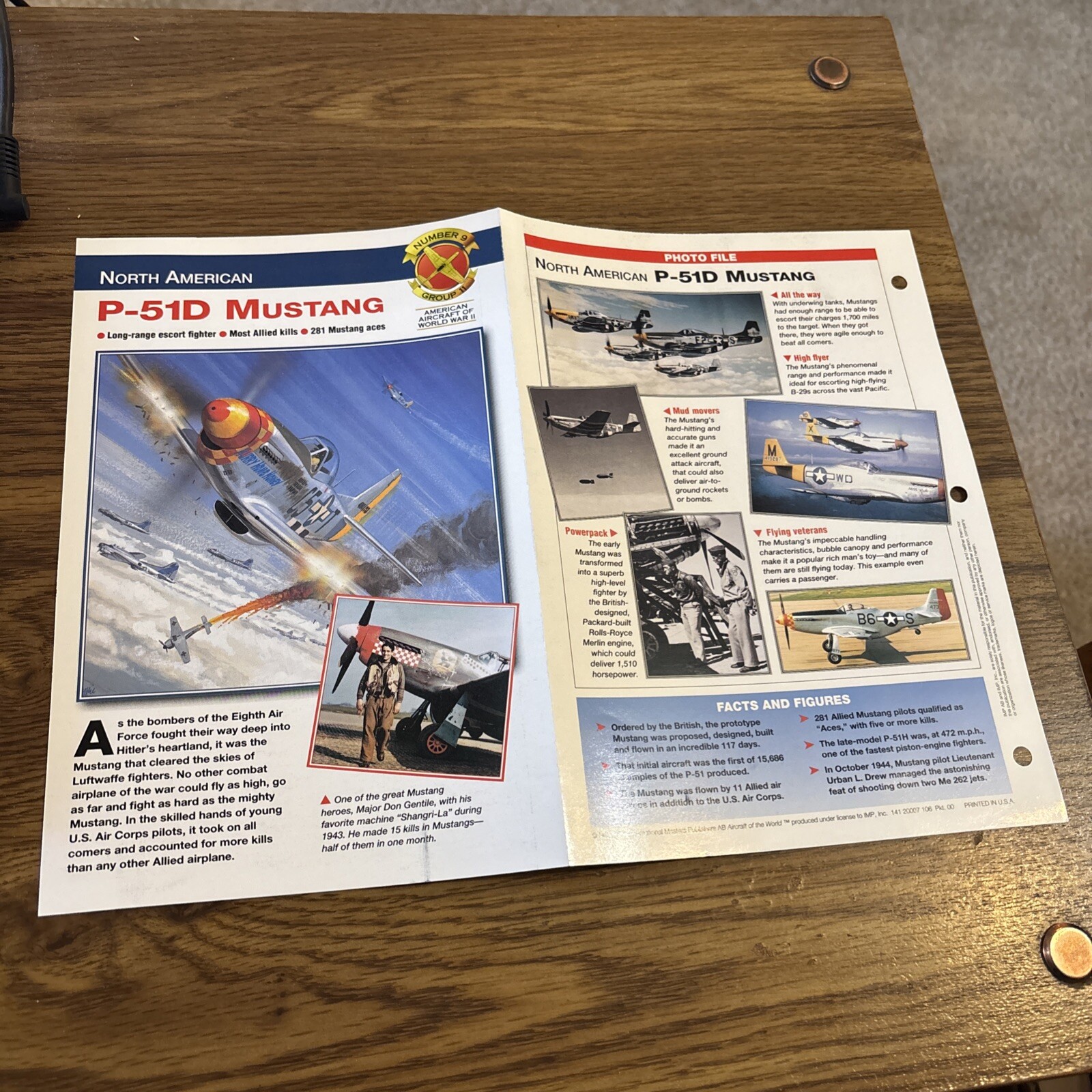 Aircraft of the World Profile Sheet North American P-51D Mustang