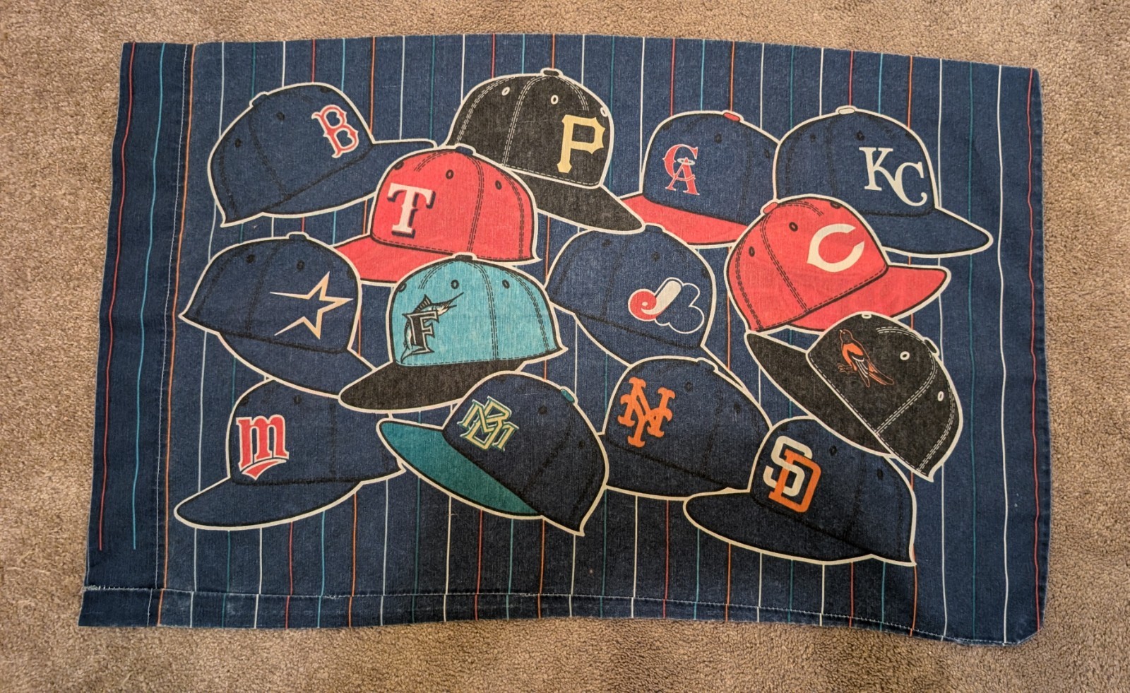 Vintage 1996 MLB BASEBALL Hat Pillowcase 1990s 90s