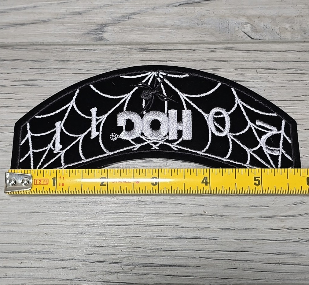 Harley Davidson HOG 2011 Rocker Patch Spider Web Halloween Black White Embroider