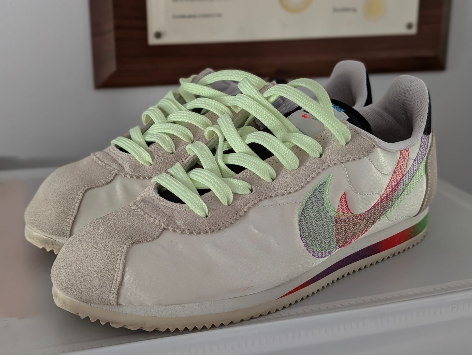 Nike Cortez BeTrue White Multicolor DR5491-100 Men's Shoes Size 10.5 USED NO BOX