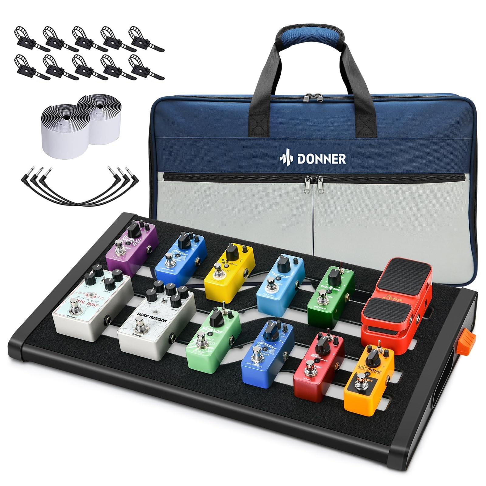 Donner Guitar Effects Pedal Board, DB-S300 Extra Large Power Supply Pedalboar...