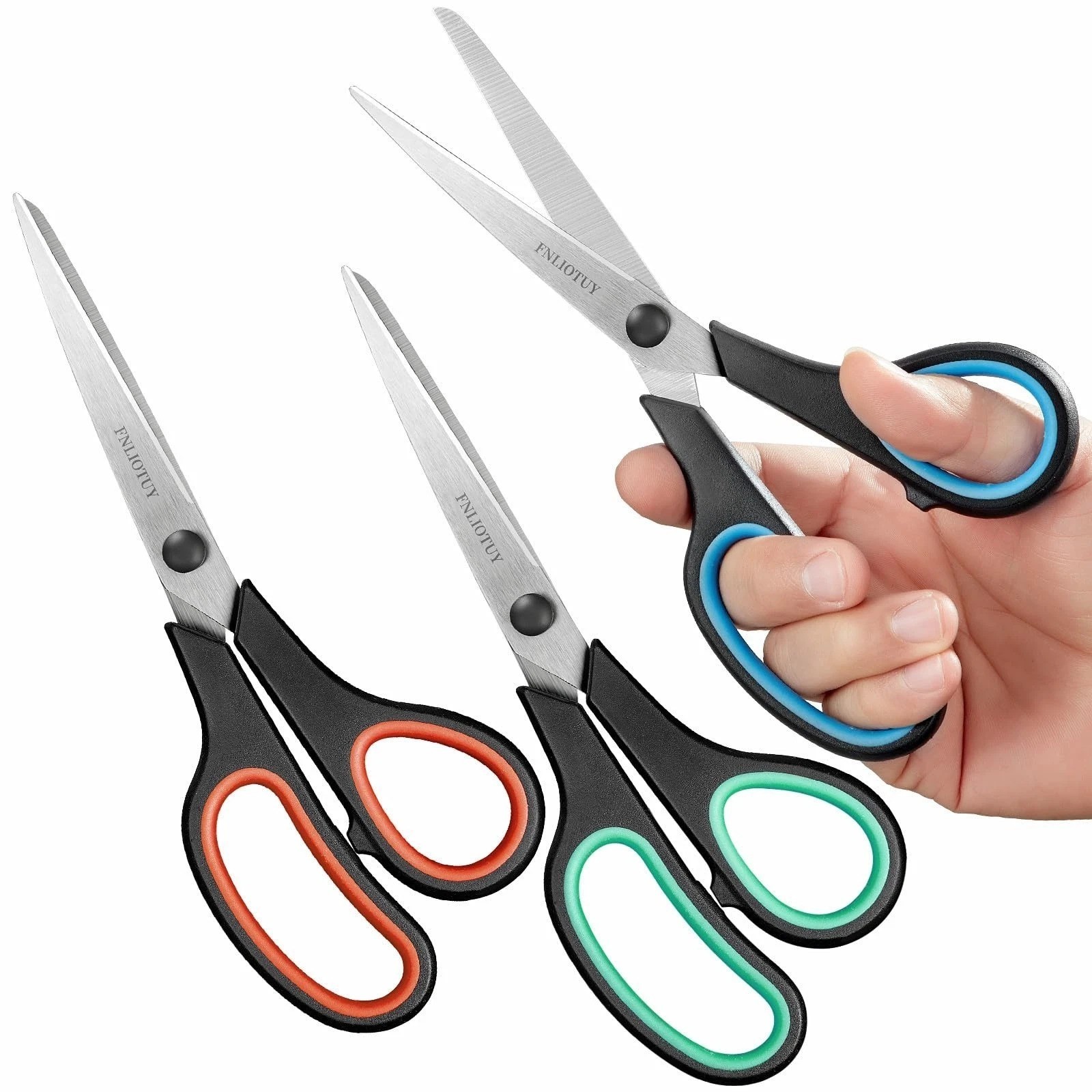 3-Pack Heavy Duty Scissors with Ultra Sharp Blades and Comfort Grip Home 8"