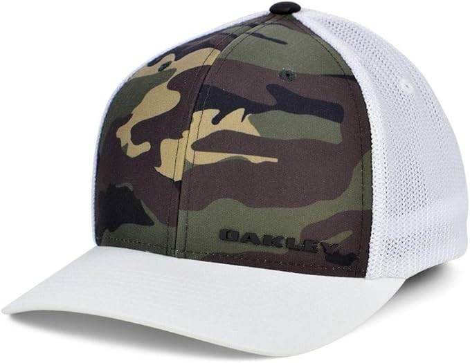 Oakley Indy Trucker Stretch Hat Cap White/Camo Small/Medium - New
