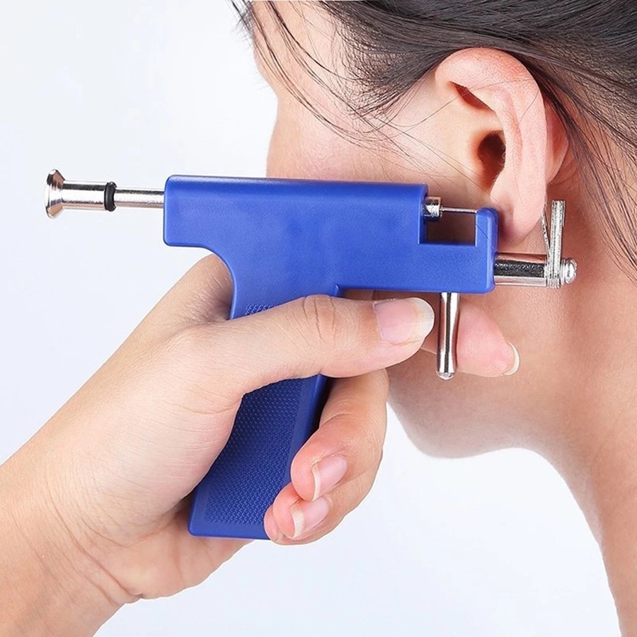 Ear Piercing Gun 36X Painless Self Piercing Rivet Gun Ear Navel w/Stud Earrings