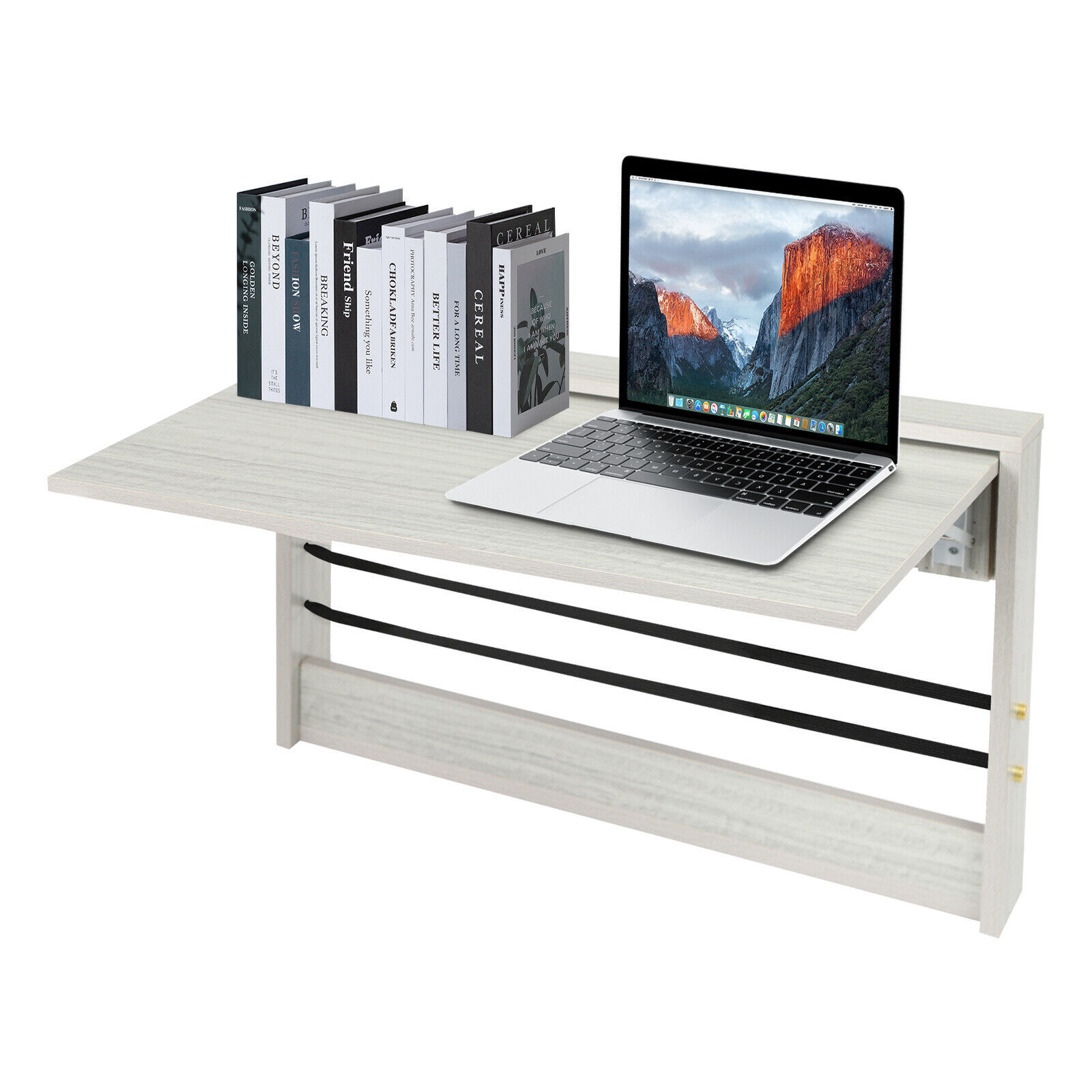 Folding Wall Table, Light Gray Fold Down Table Wall Mounted For Workbench, Home