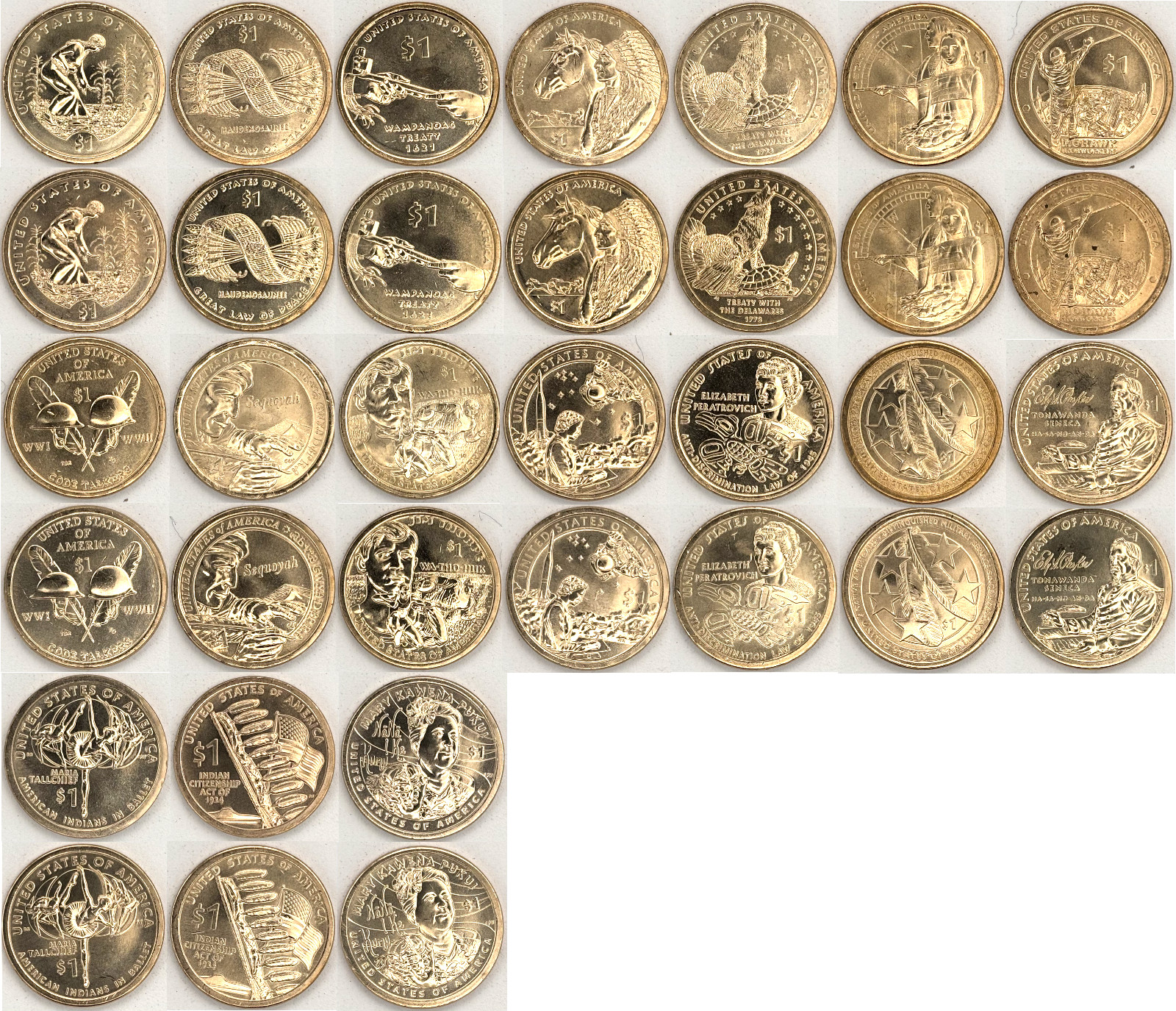 2009 - 2026  Mint Roll Sacagawea Native American 36 Coin P&D Uncirculated Set