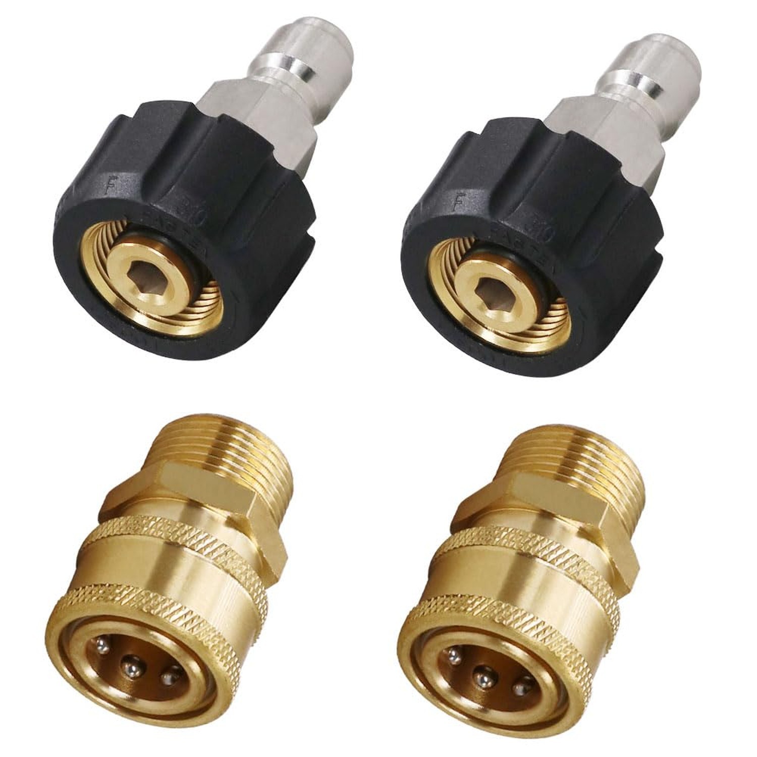 M22-14mm Quick Connect to 3/8" Adapter Kits for Pressure Washer, Water Hose Q...