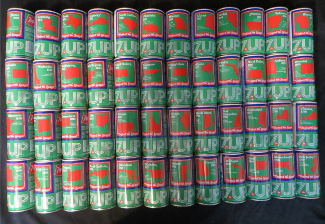Vintage 7UP Soda Pop- United WE STAND-States CAN-1976 Bicentennial
