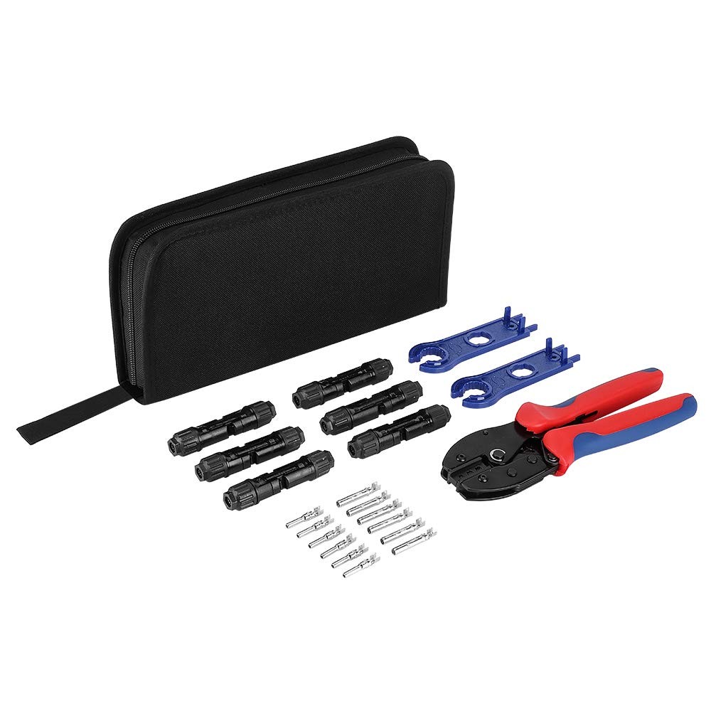 Solar Crimper Tool Kit Crimper, 6 Pairs Connectors, 2 Spanners